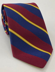 2nd City Of London Stripe Silk Tie RGT-6  White, Yellow, Dark Red & Navy Blue