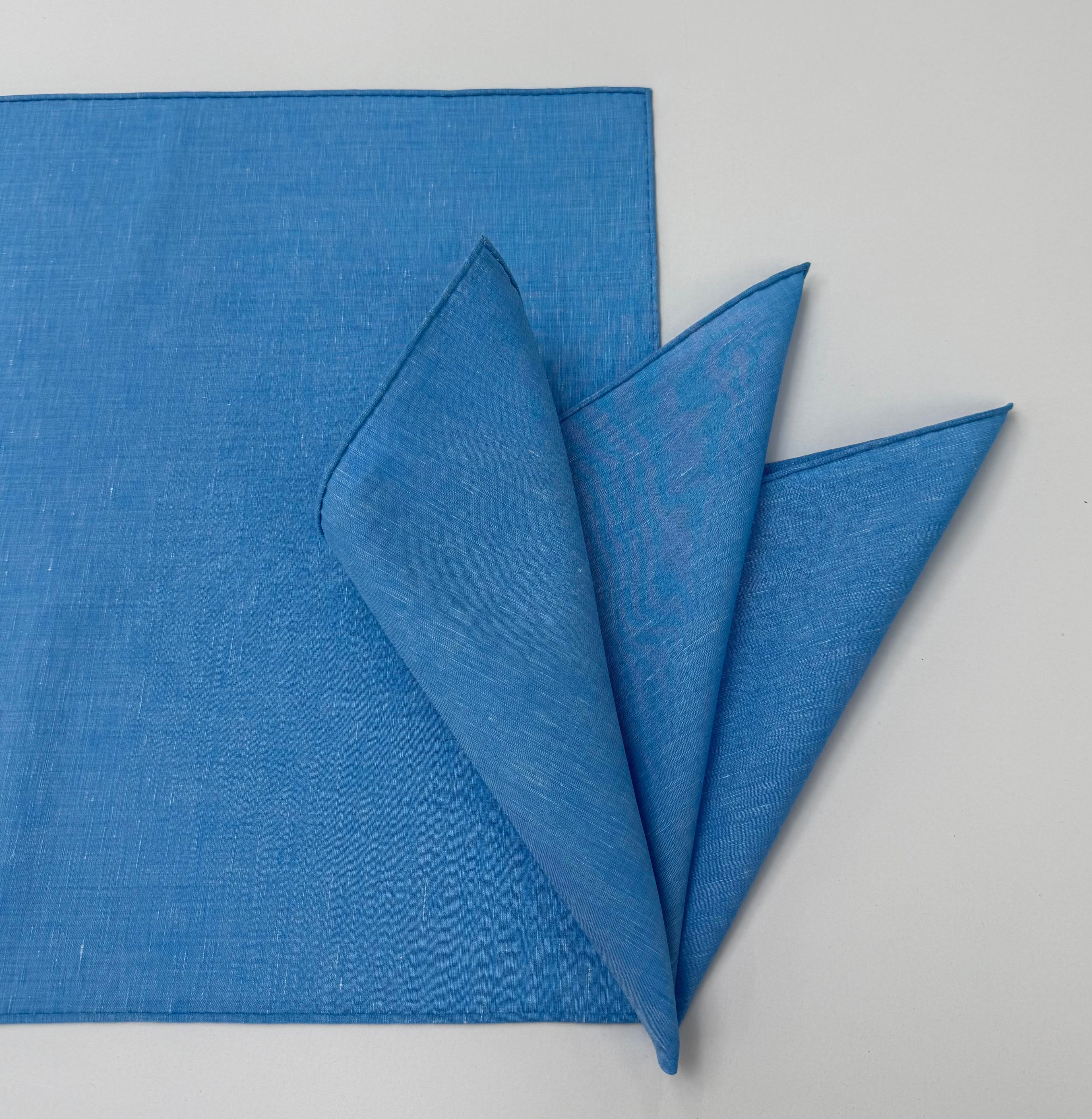 ブルー カルロ リヴァ - リネン ポケットチーフ #27