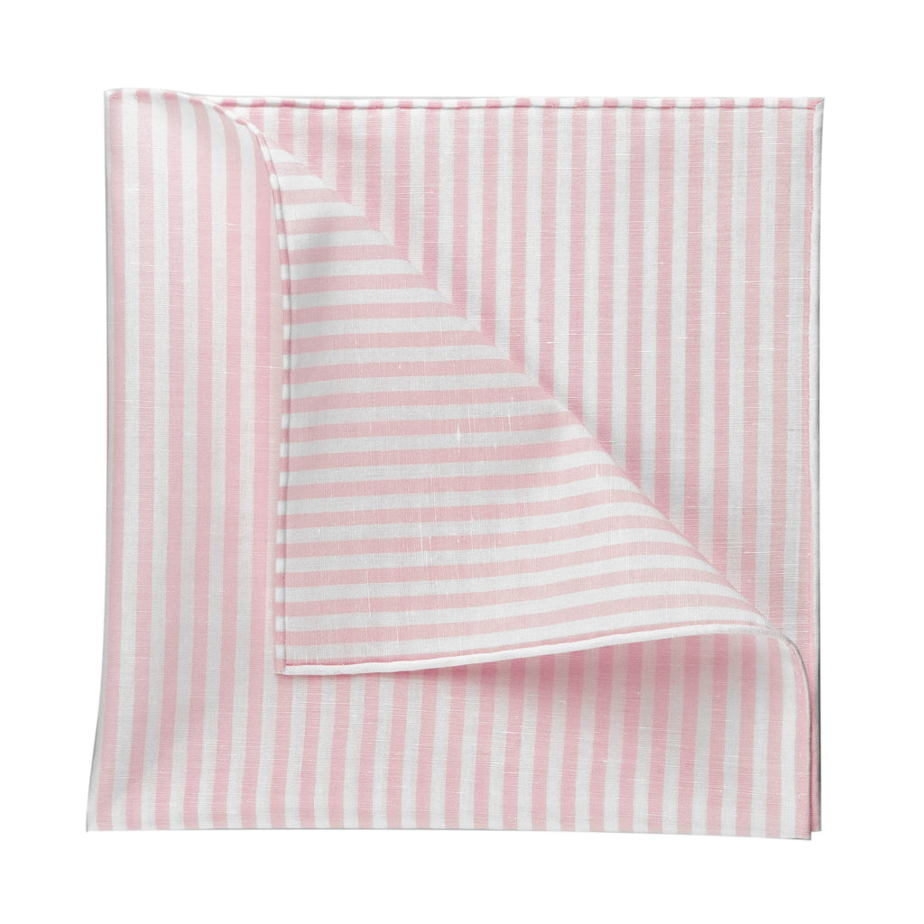 {[en]:Carlo Riva - Pink & White Linen Arsenal Linen/Cotton Pocket Square