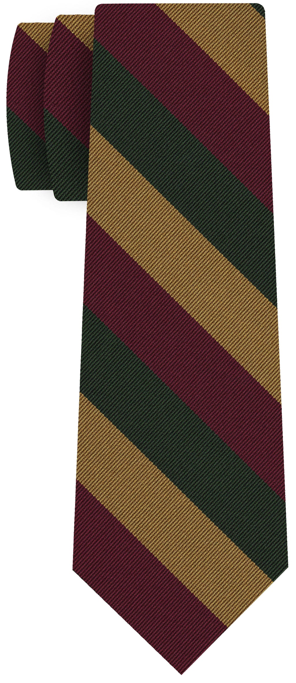 {[en]:Burgundy, Yellow Gold, Forest Green Reppe Stripe Silk Tie