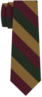 {[en]:Burgundy, Yellow Gold, Forest Green Reppe Stripe Silk Tie