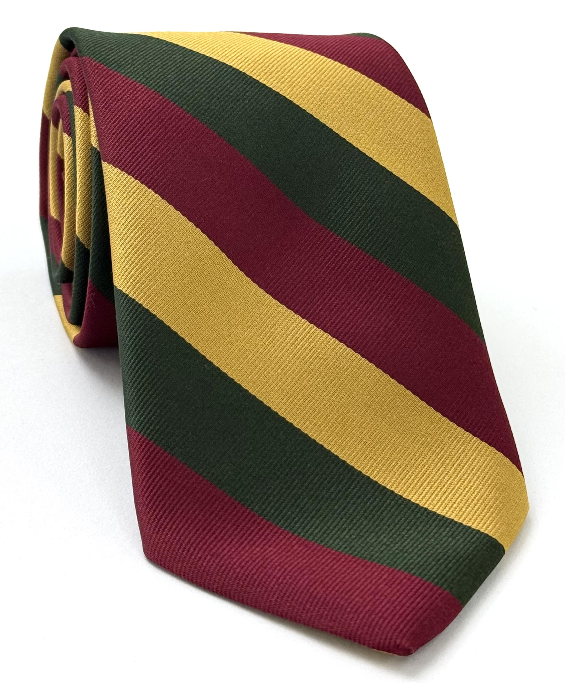Burgundy, Yellow Gold, Forest Green Reppe Stripe Silk Tie RST-84