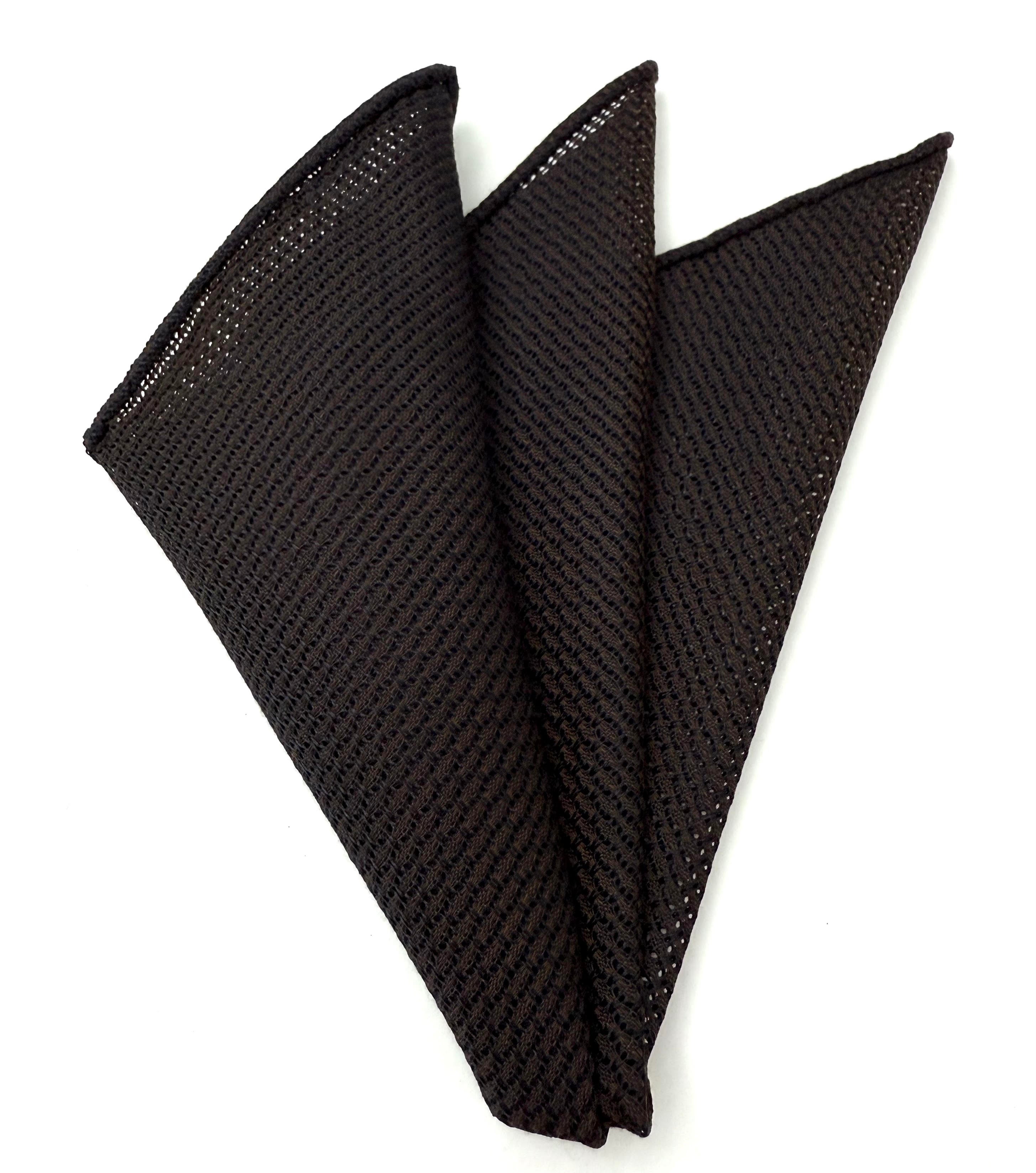 ビターチョコレート＆ミッドナイトブルー カシミヤ/シルク グレナディン グロッサ シルク ポケットチーフ #5