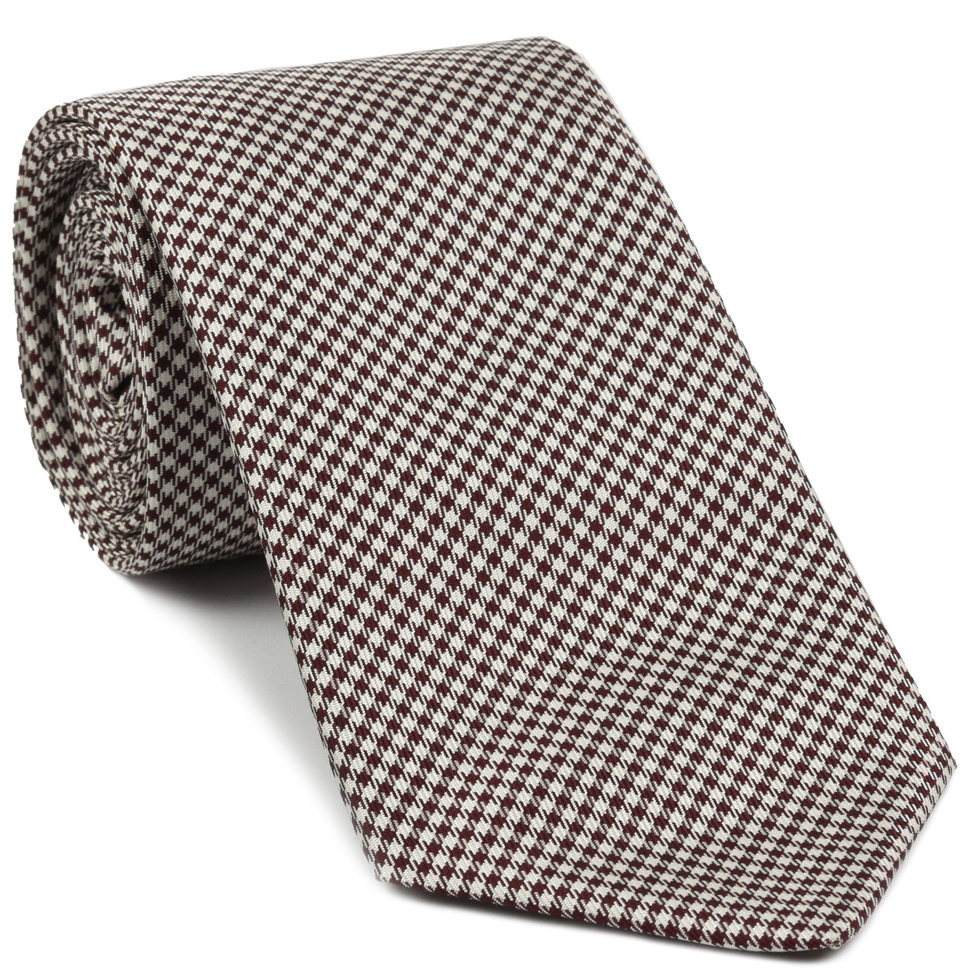 {[en]:Burgundy & White Shepherd's Check Silk Tie