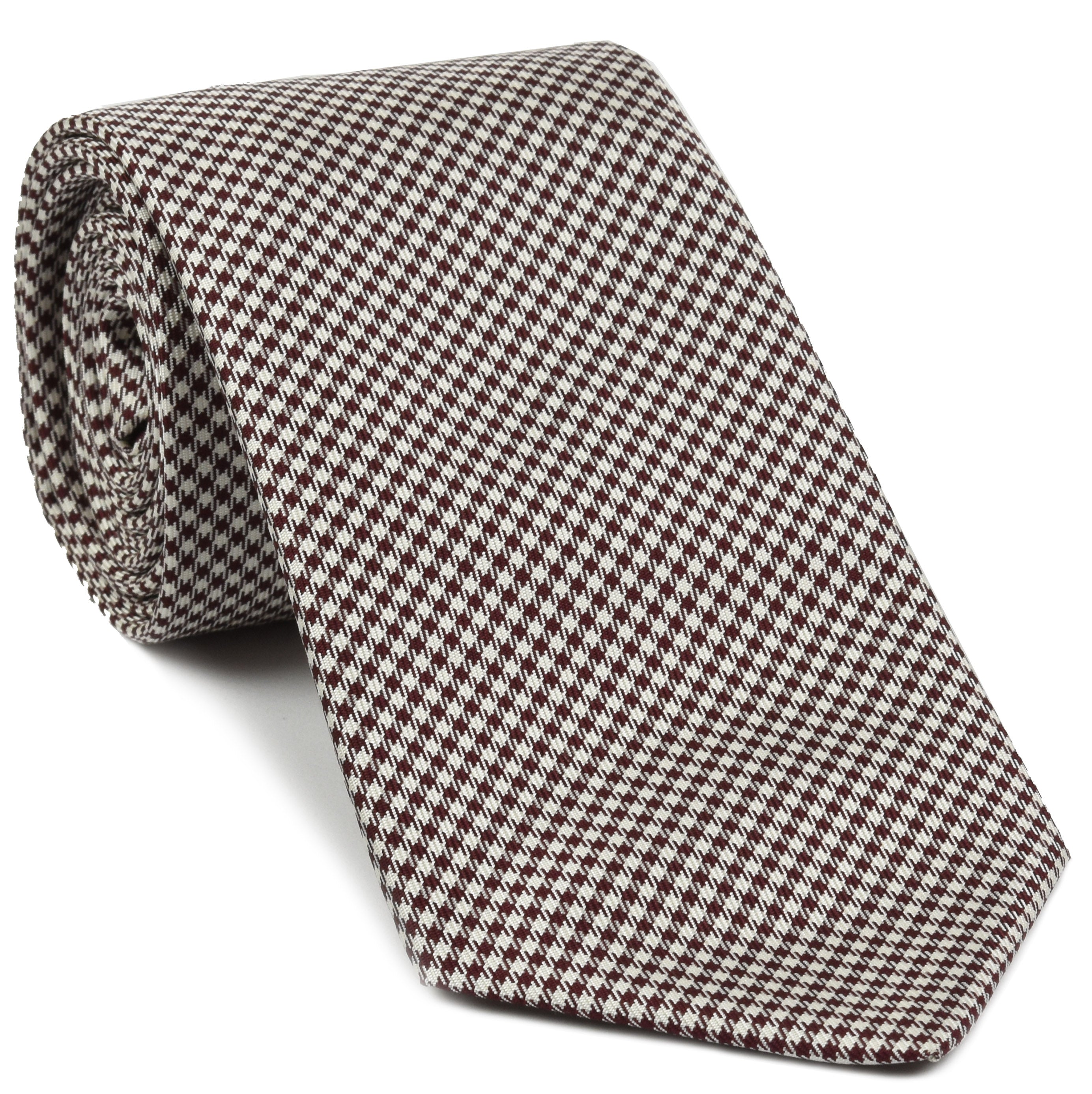 {[en]:Burgundy & White Shepherd's Check Silk Tie