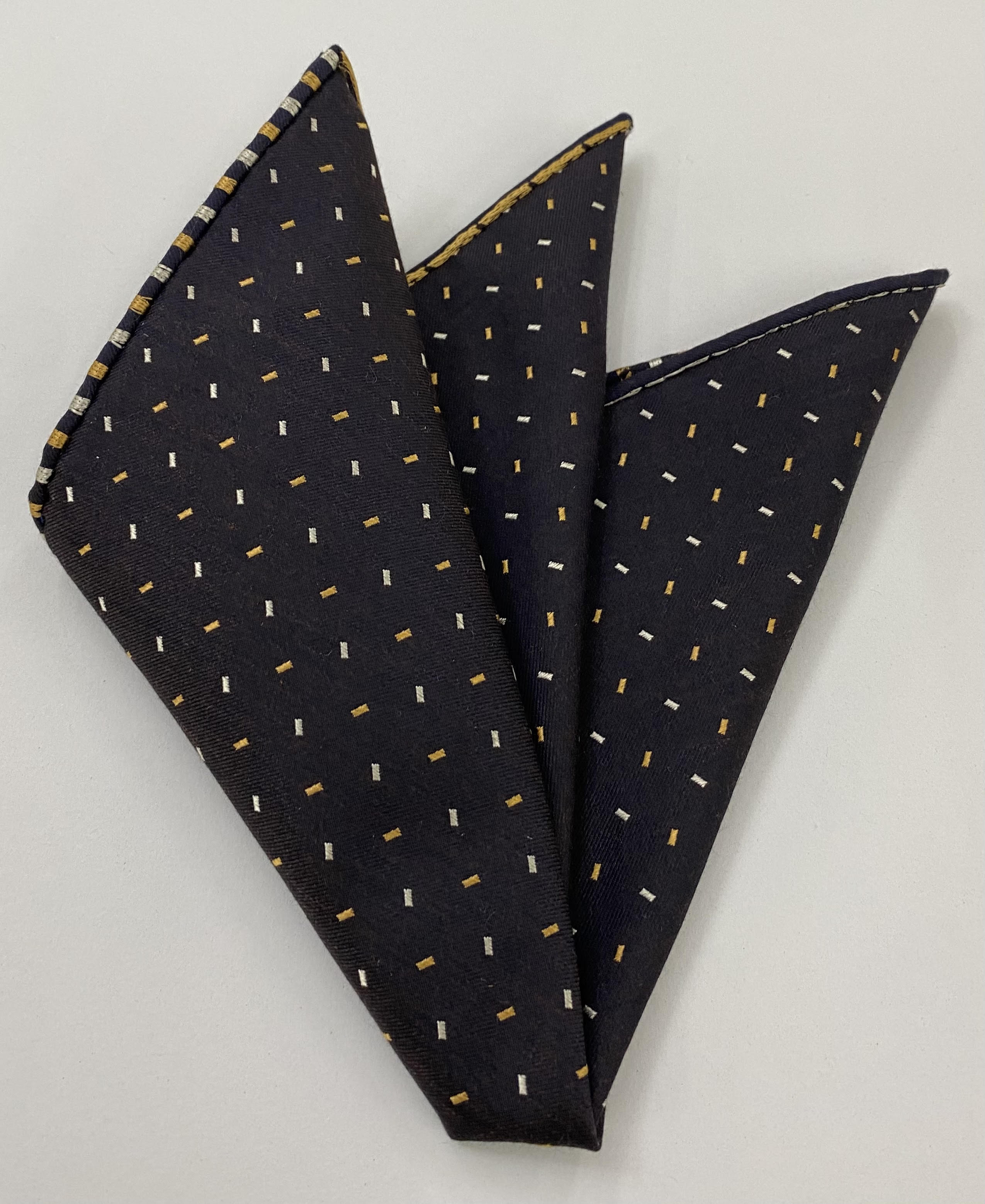 오프 화이트 & 라이트 코퍼 온 비터 초콜릿 캐시미어/실크 자카드 포켓 스퀘어 SCPP-3