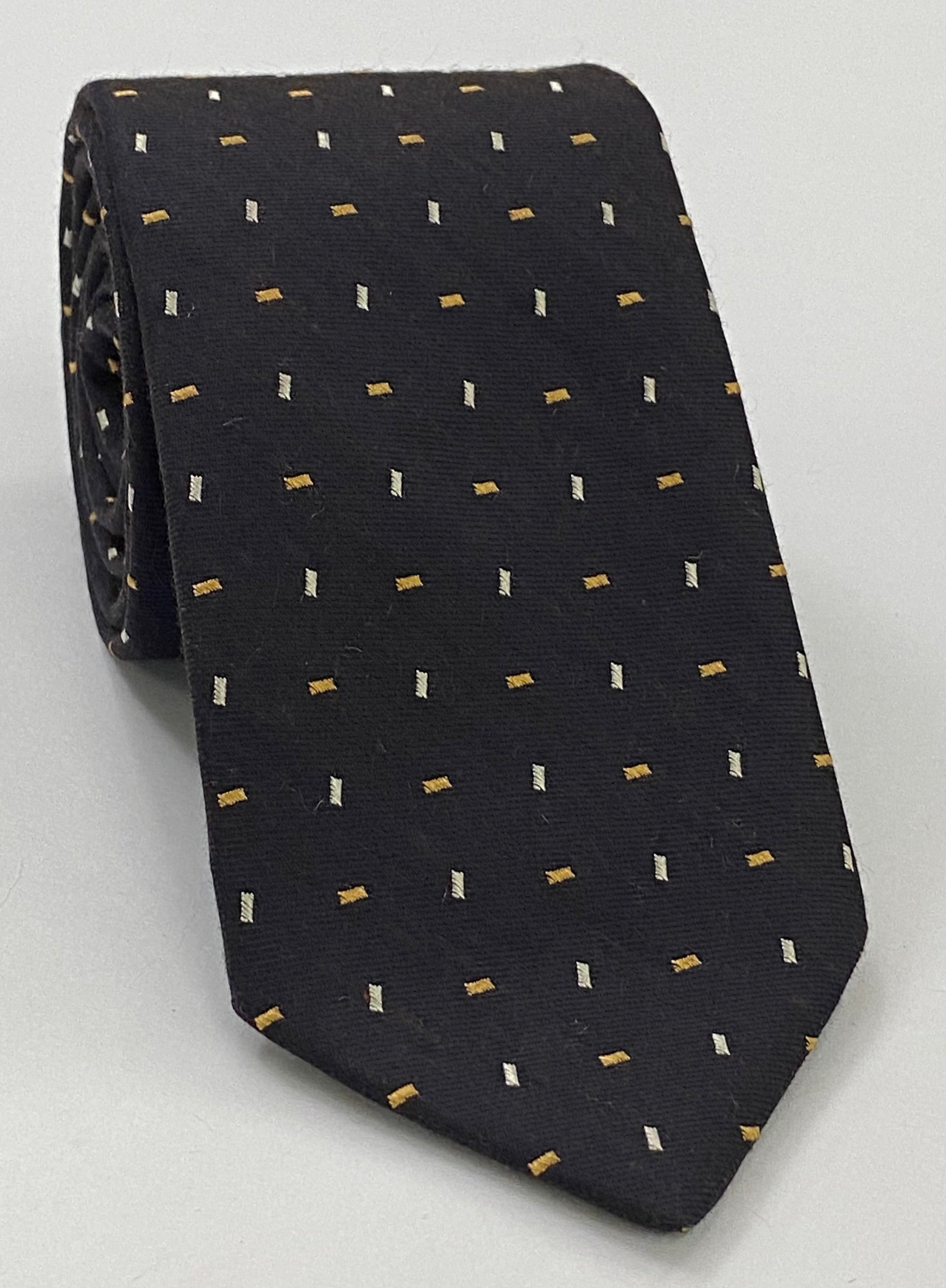 Off White & Light Copper On Bitter Chocolate Cashmere/Silk Jacquard Tie SCPT-3