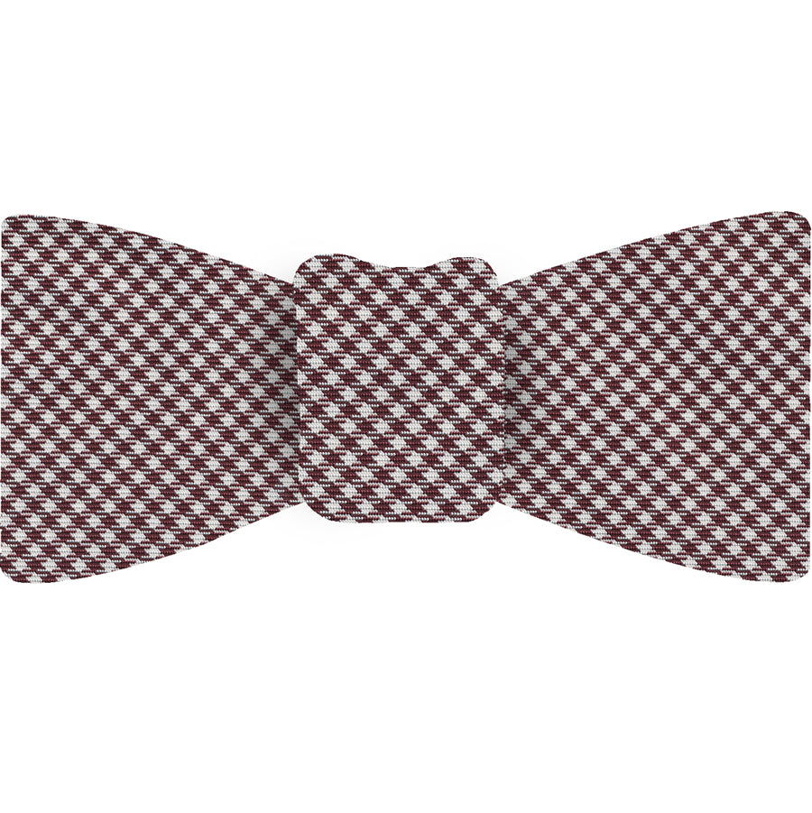 {[en]:Burgundy & White Shepherd's Check Silk Bow Tie