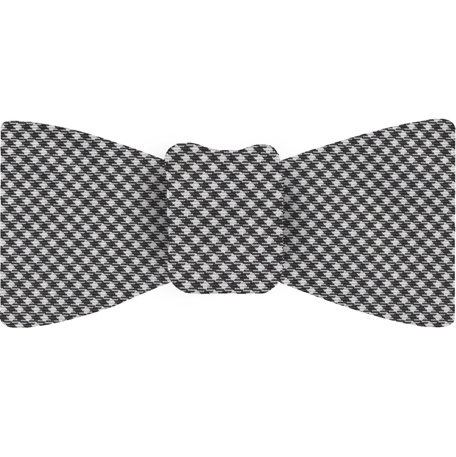 {[en]:Black & White Shepherd's Check Silk Bow Tie