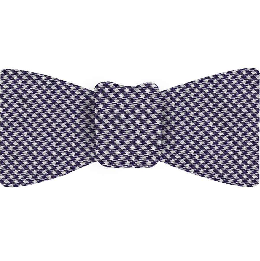 {[en]:Midnight Blue & White Shepherd's Check Silk Bow Tie