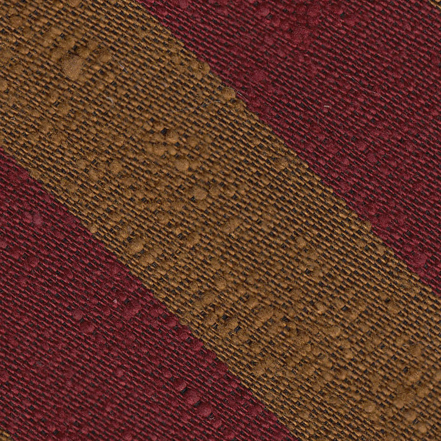 {[en]:Dark Red & Dark Gold Shantung Wide Stripe Silk Pocket Square