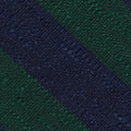 {[en]:Forest Green & Navy Blue Shantung Wide Stripe Silk Pocket Square