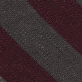 {[en]:Burgundy & Charcoal Gray Shantung Wide Stripe Silk Tie