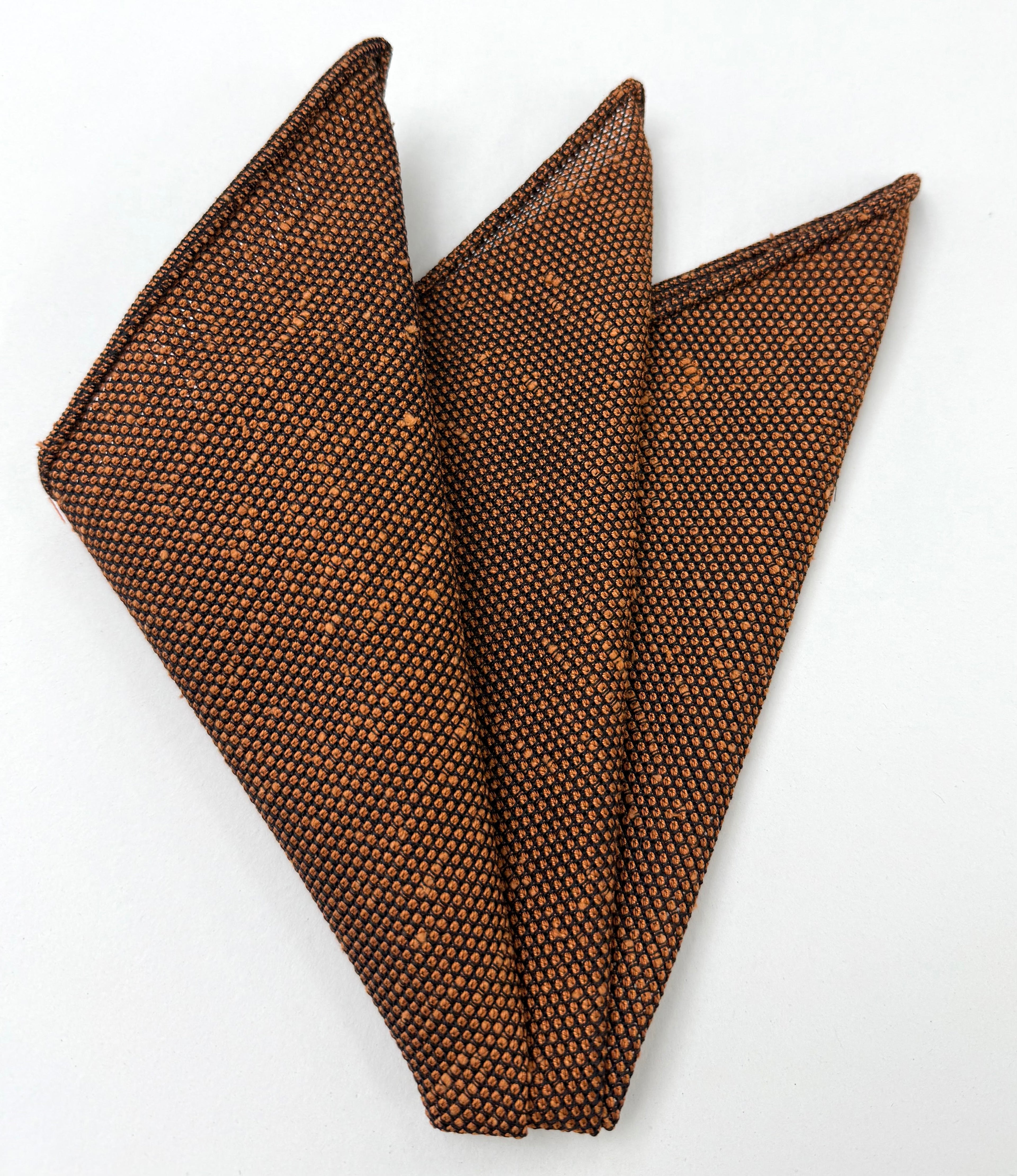 Burnt Orange Shantung Grenadine Fina Silk Pocket Square #SHFP-14