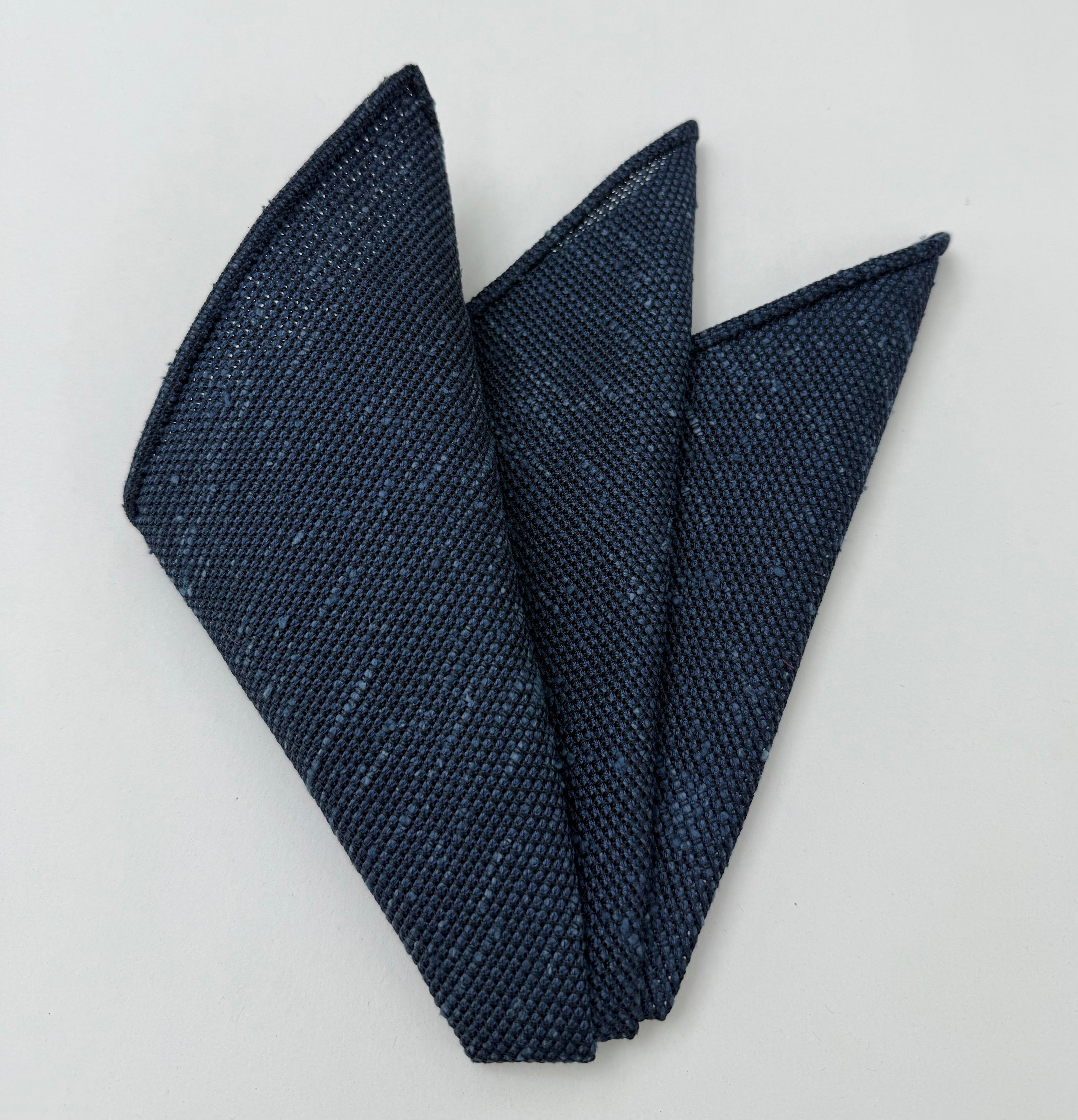 Dark Navy Blue Shantung Grenadine Fina Silk Pocket Square SHFP-2