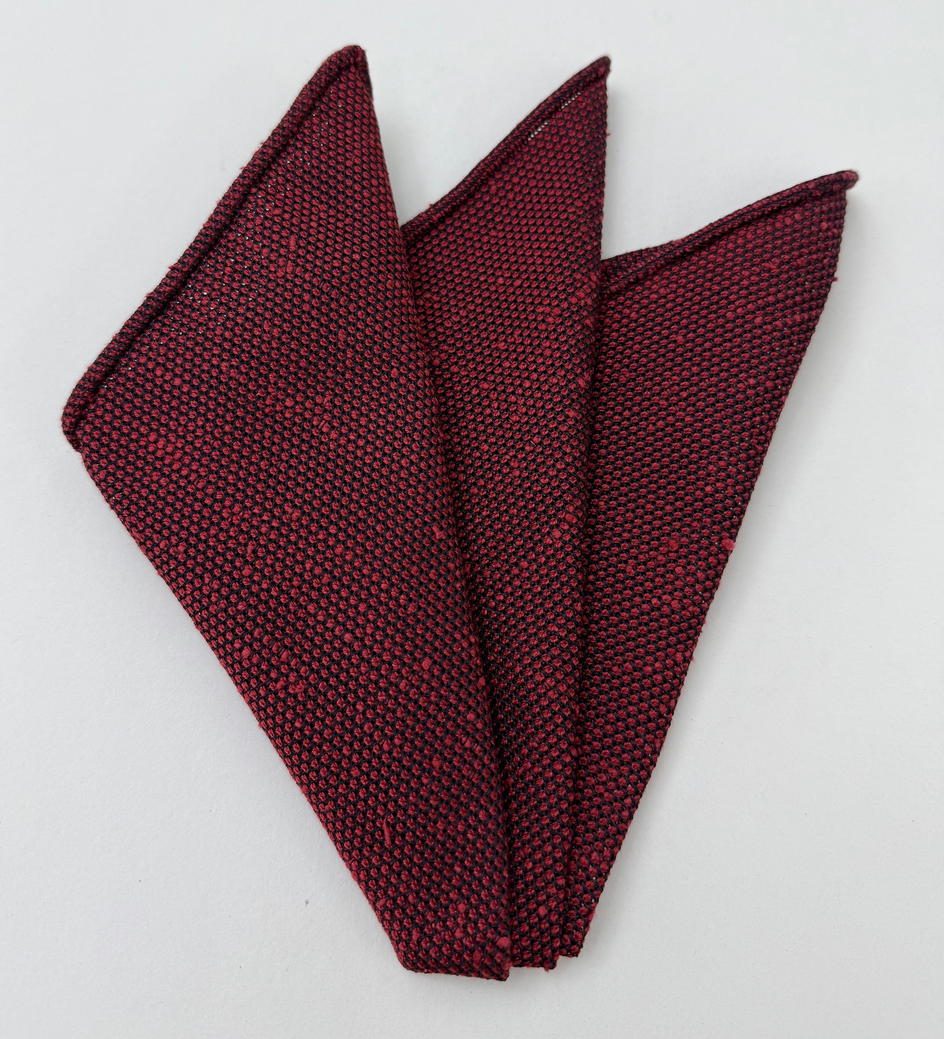 Red Shantung Grenadine Fina Silk Pocket Square #SHFP-7