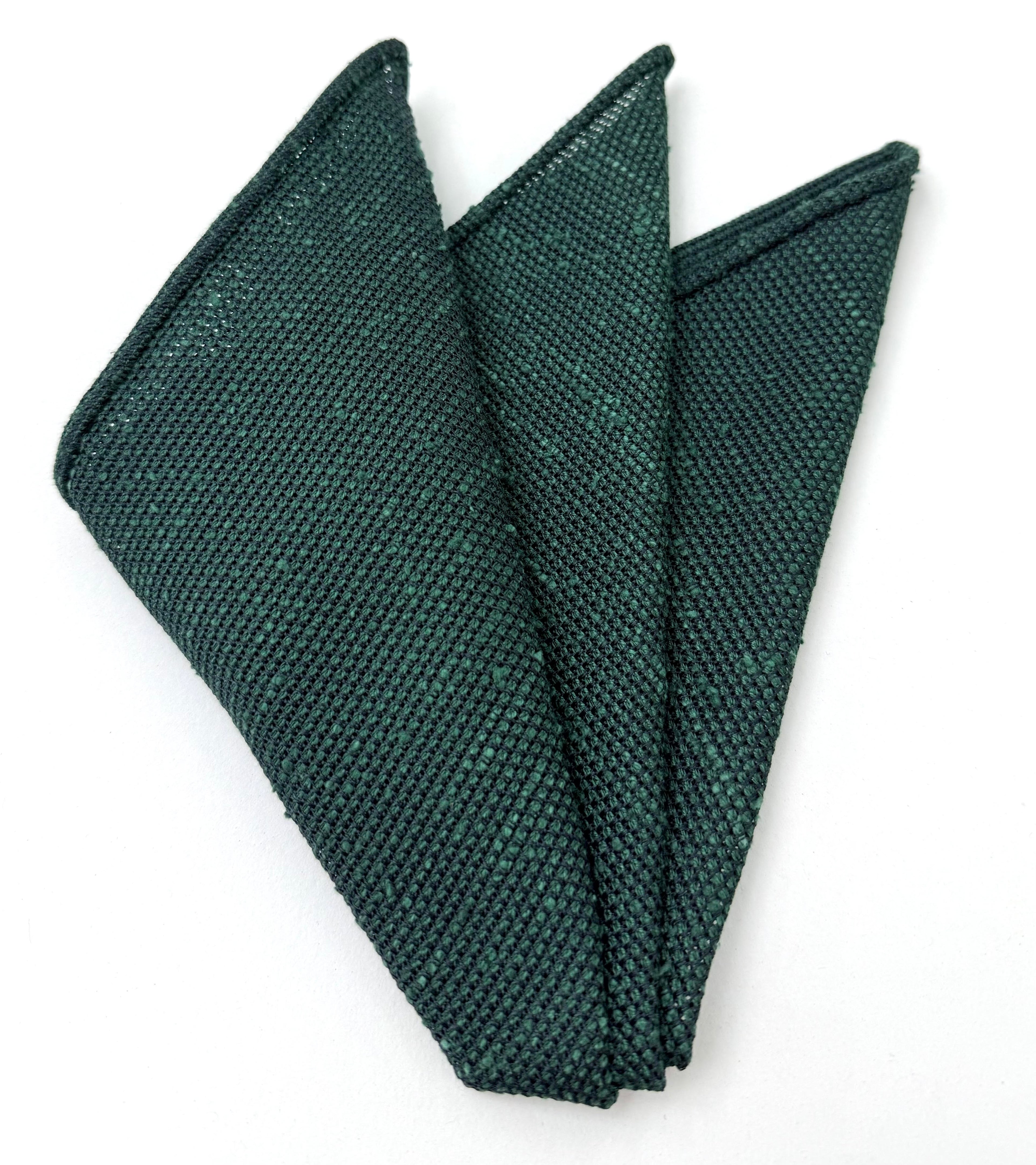 Forest Green Shantung Grenadine Fina Silk Pocket Square #SHFP-9