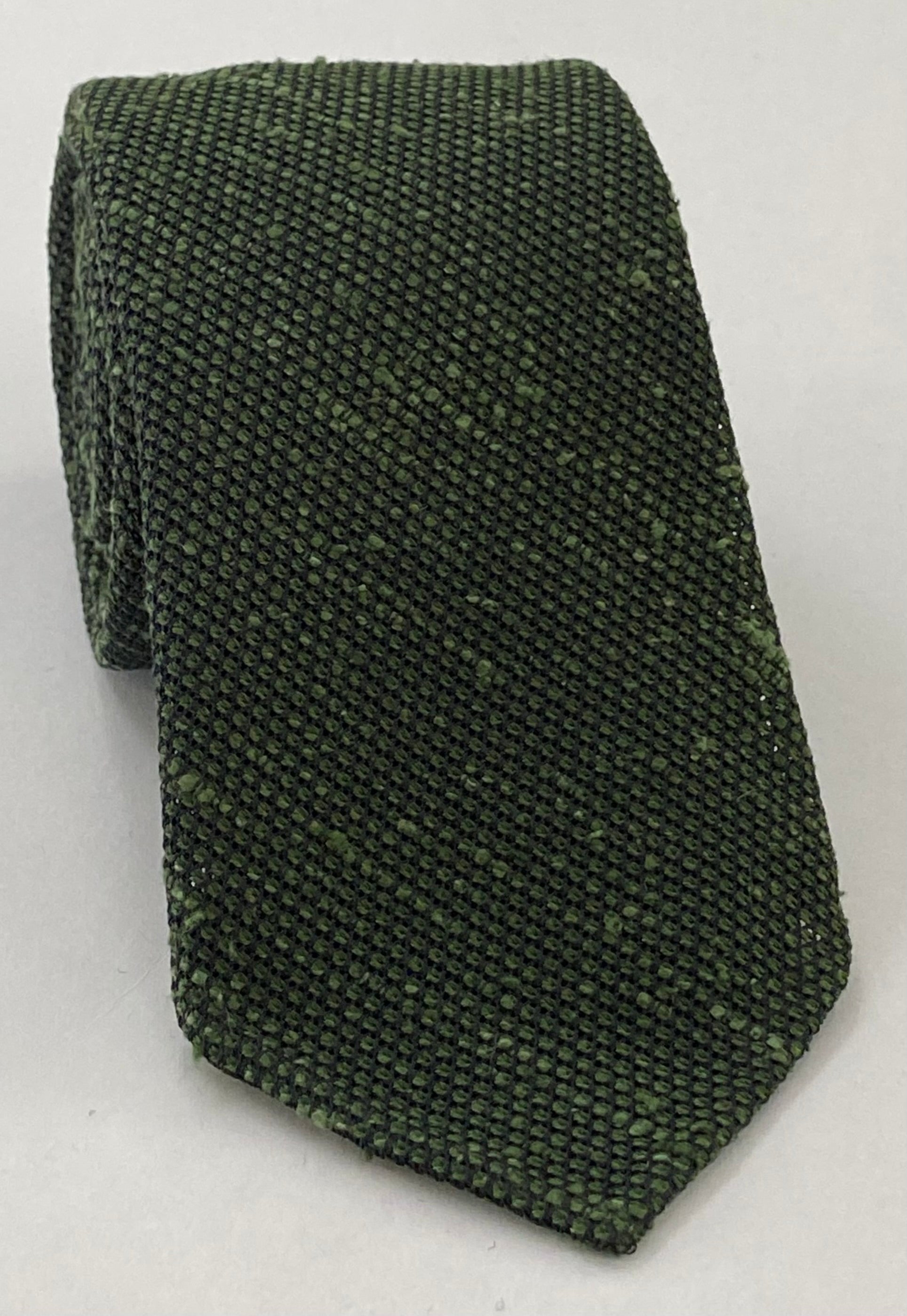 ダークオリーブグリーン シャンタン グレナディン ファイナシルク ネクタイ SHFT-10