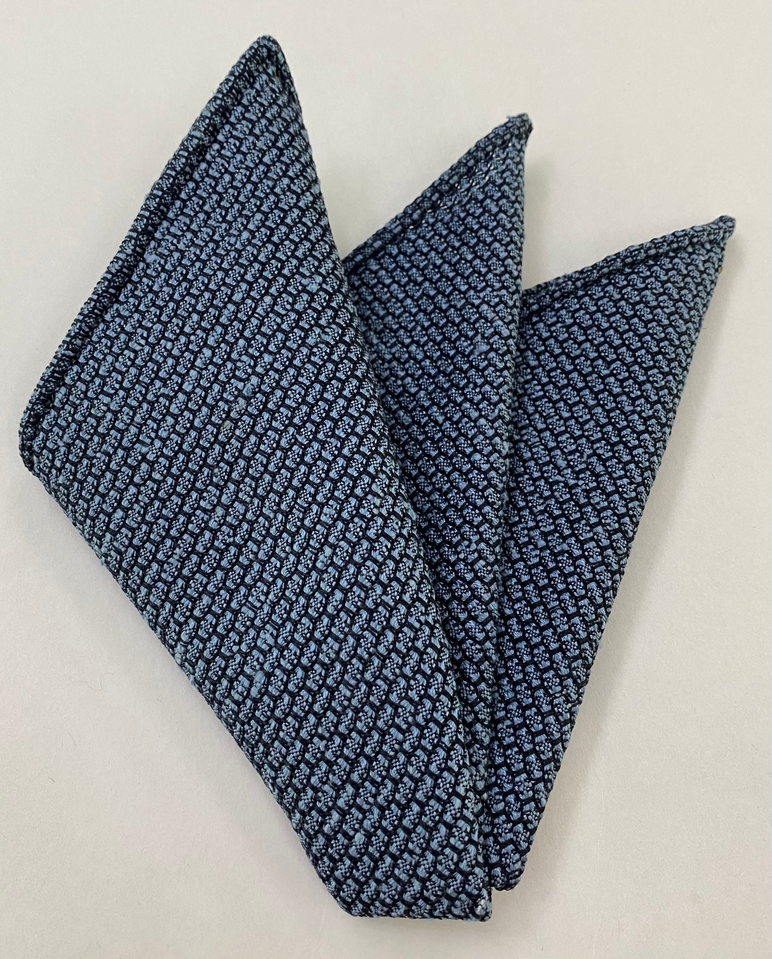 Powder Blue Shantung Grenadine Grossa Silk Pocket Square #SHGP-5