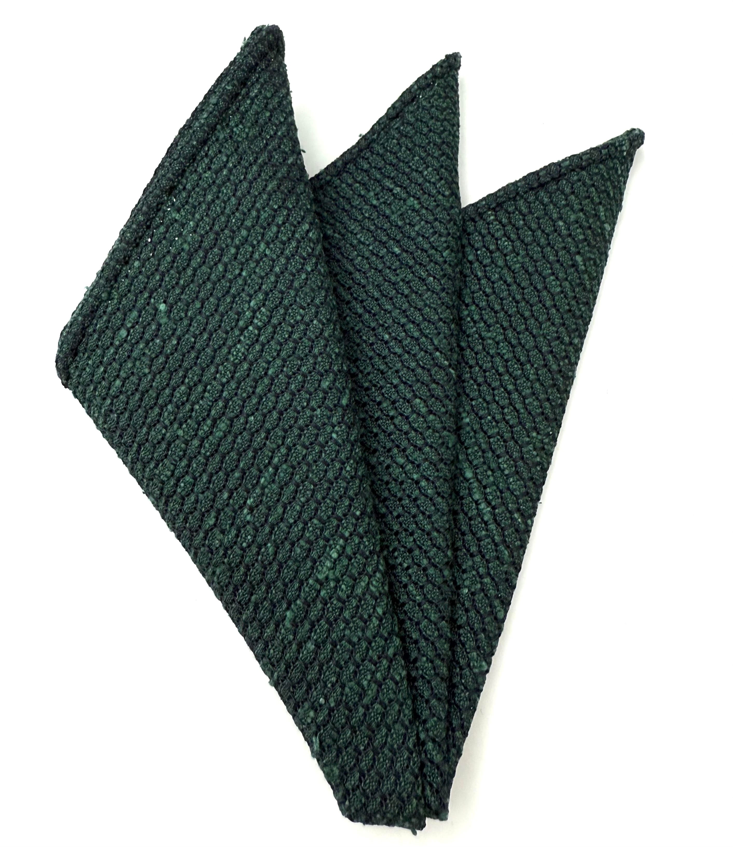 Forest Green Shantung Grenadine Grossa Silk Pocket Square SHGP-9