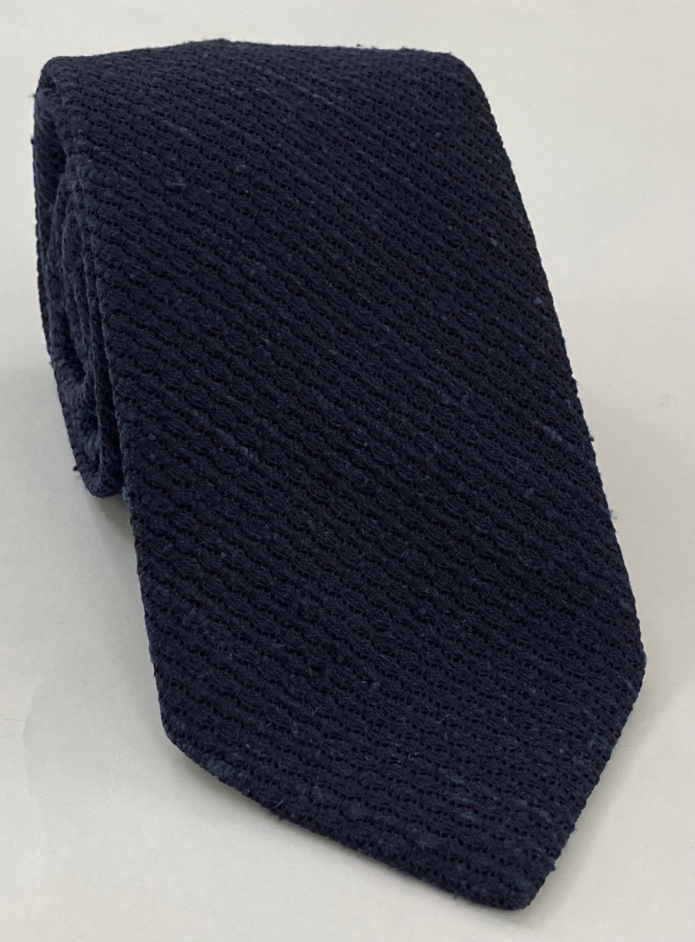 ミッドナイトブルー シャンタン グレナディン グロッサ シルクネクタイ SHGT-1