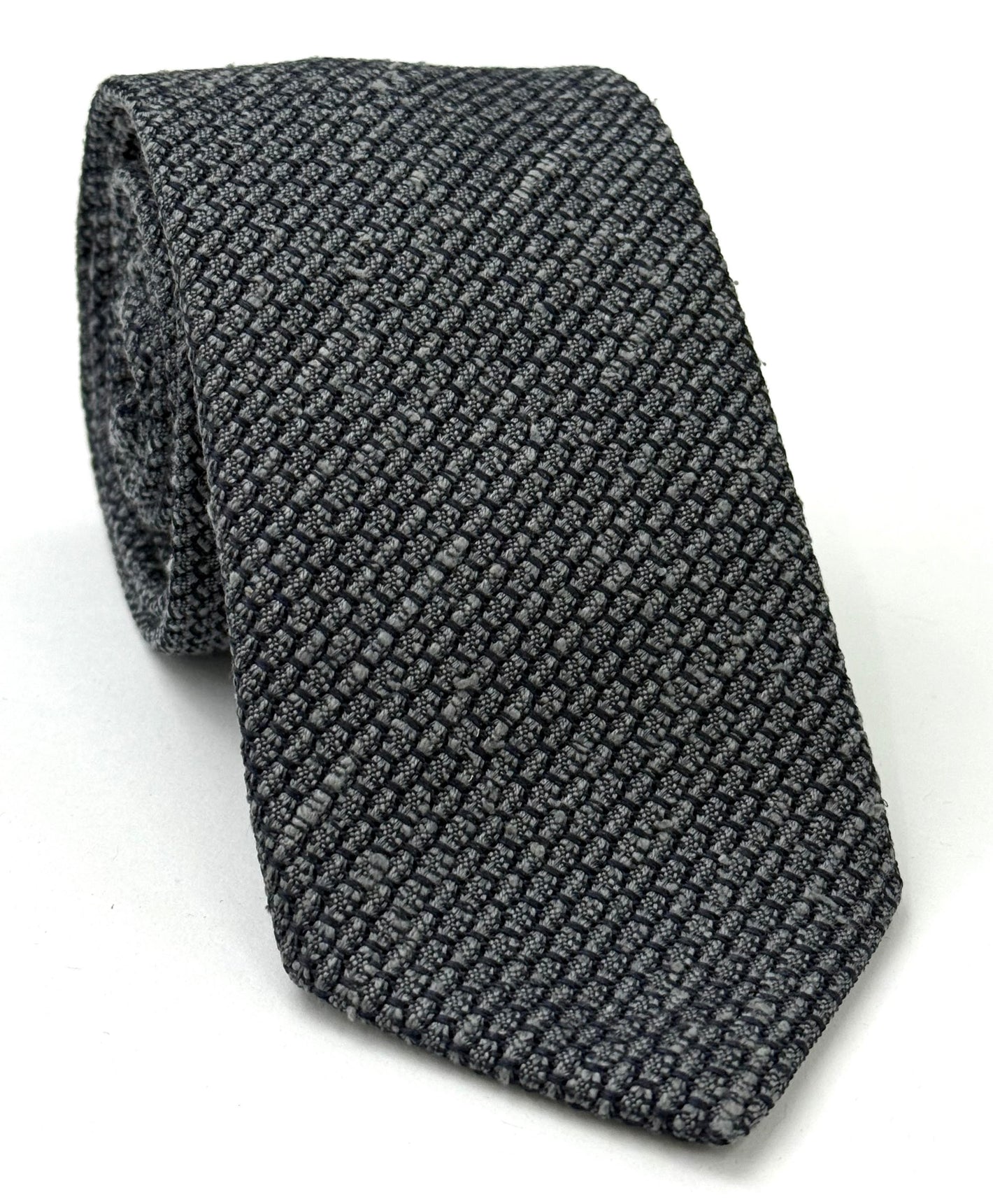 Charcoal Gray Shantung Grenadine Grossa Silk Tie SHGT-12