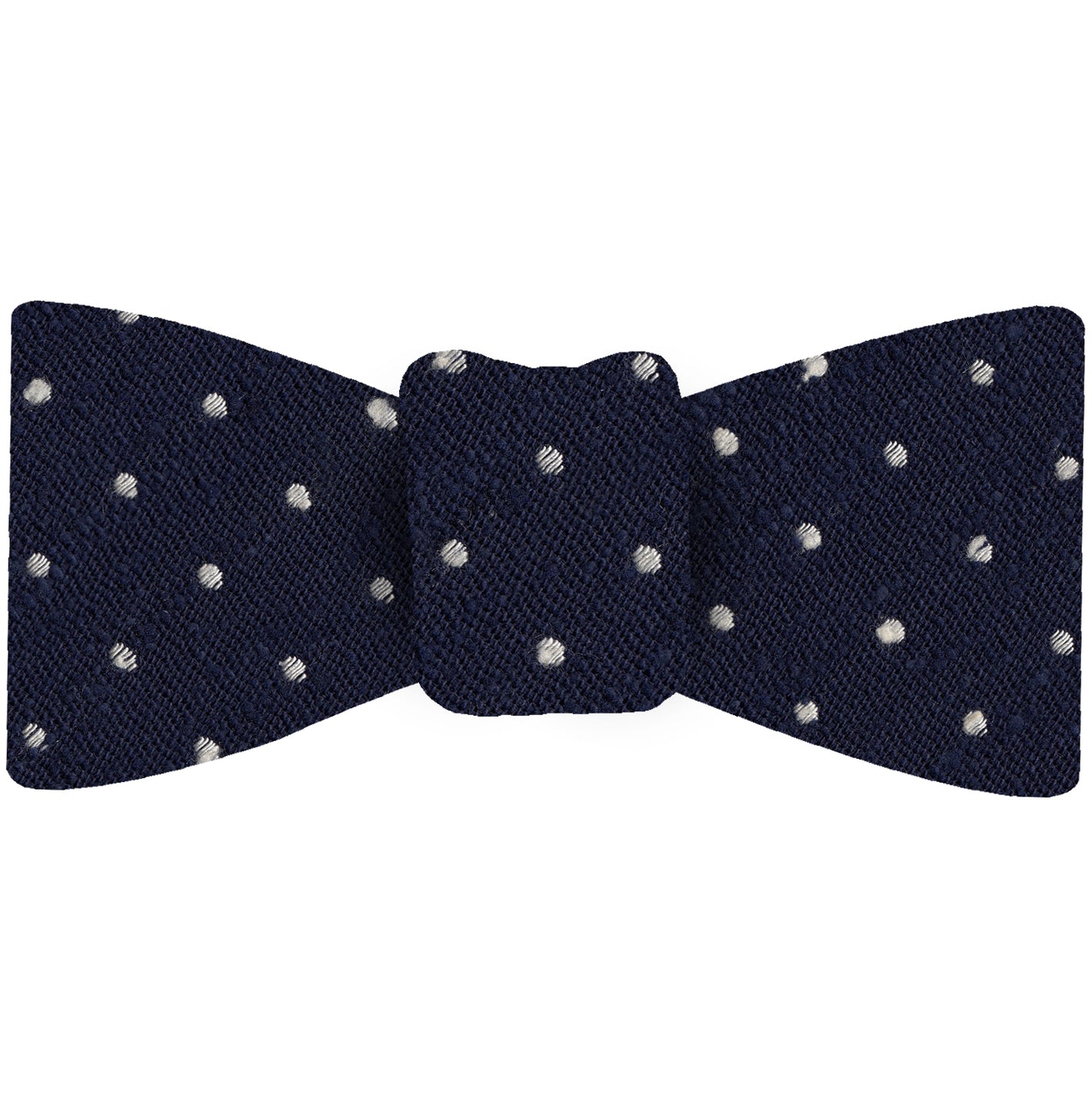 {[en]:White on Dark Navy Blue Shantung Pin Dot Silk Bow Tie