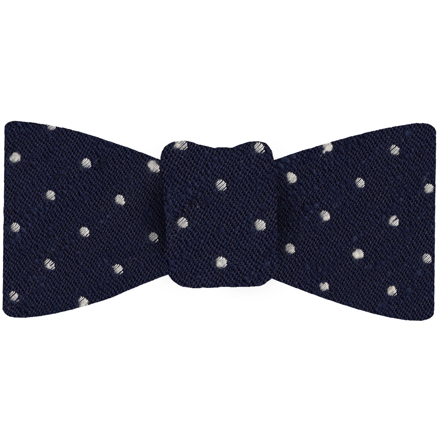 {[en]:White on Dark Navy Blue Shantung Pin Dot Silk Bow Tie