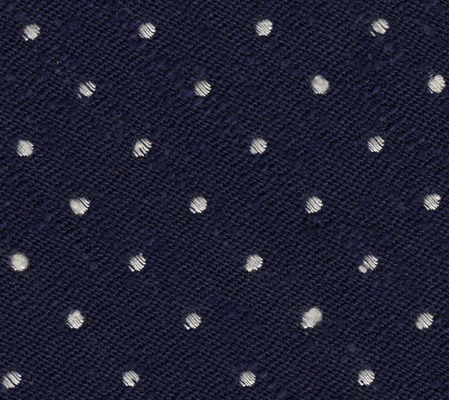 {[en]:White on Dark Navy Blue Shantung Pin Dot Silk Bow Tie