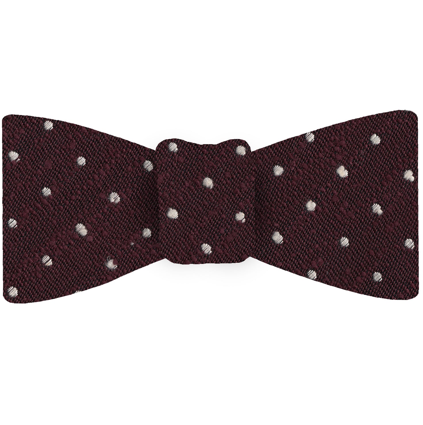 {[en]:White on Burgundy Shantung Pin Dot Silk Bow Tie