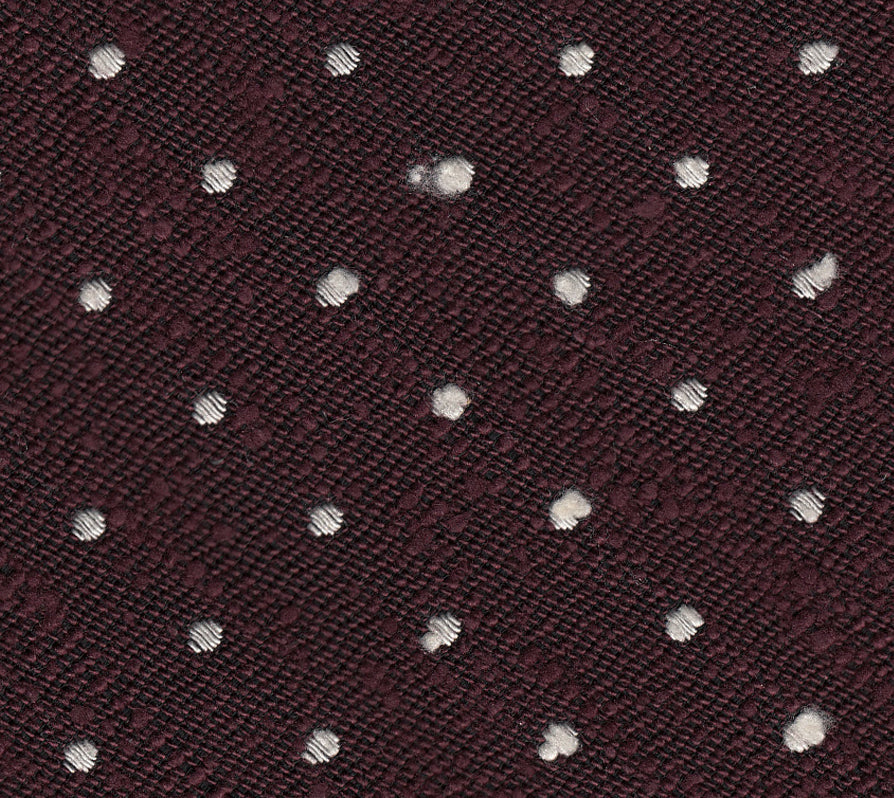 {[en]:White on Burgundy Shantung Pin Dot Silk Pocket Square