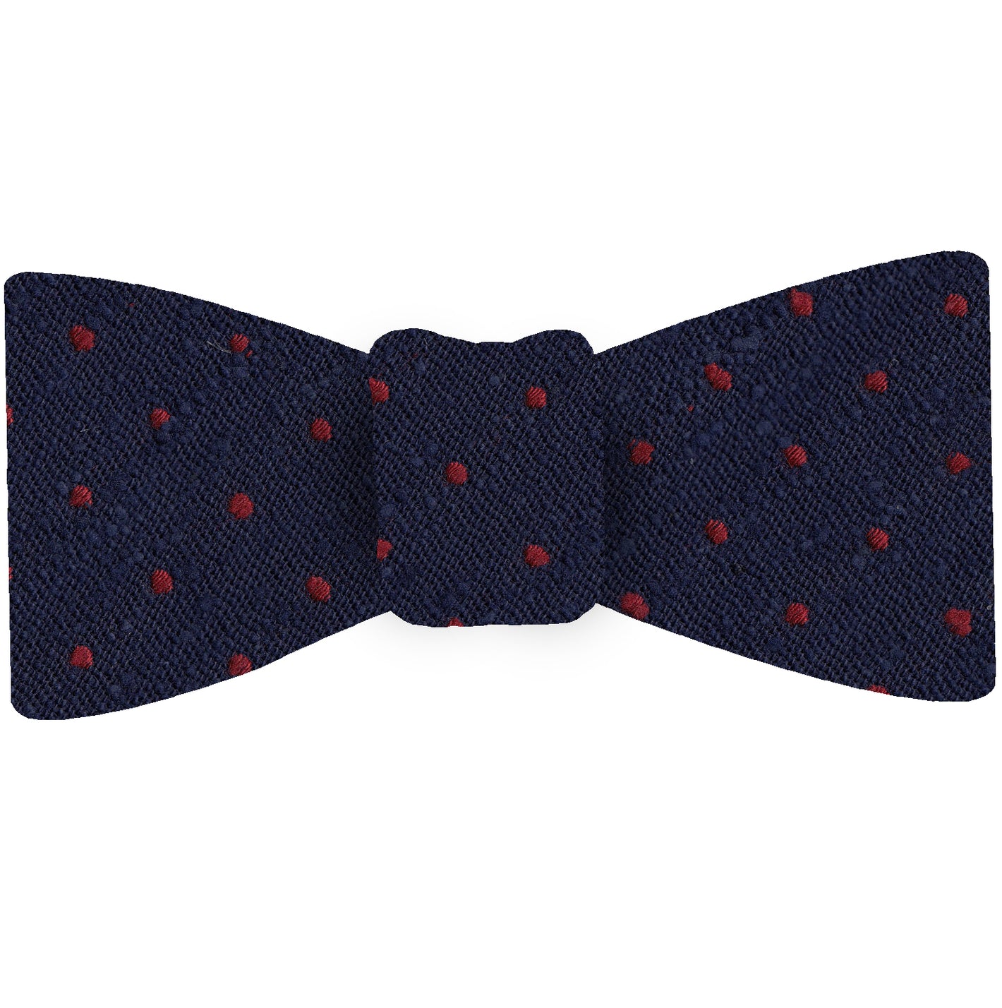 {[en]:Dark Red on Midnight Blue Shantung Pin Dot Silk Bow Tie