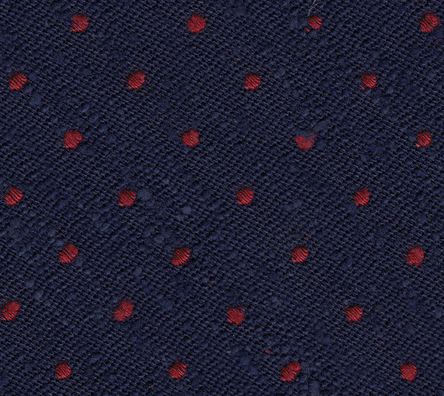 {[en]:Dark Red on Midnight Blue Shantung Pin Dot Silk Pocket Square