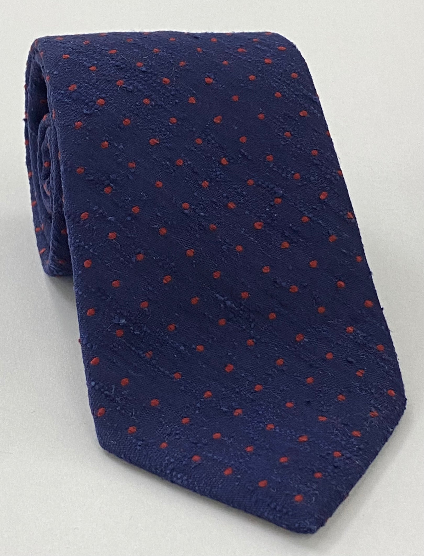 Dark Red on Midnight Blue Shantung Pin Dot Silk Tie SHPDT-3