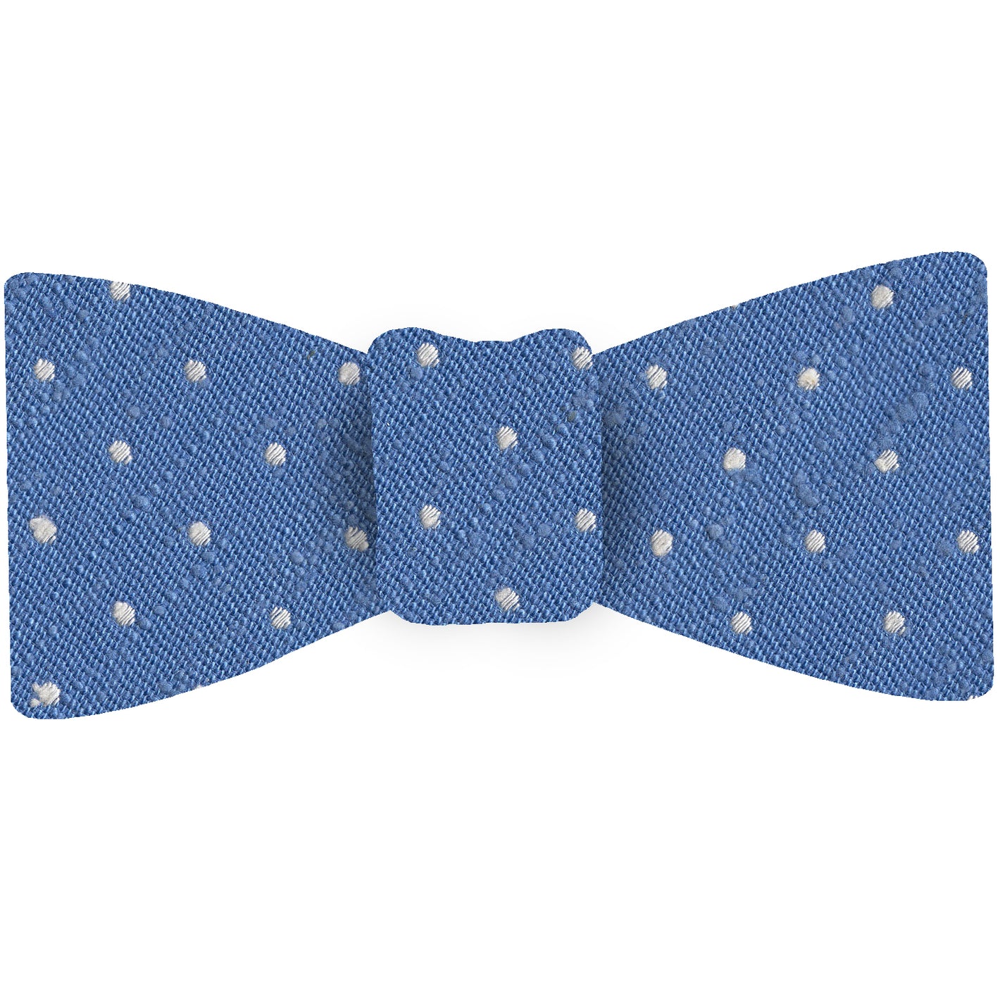 {[en]:White on Sky Blue Shantung Pin Dot Silk Bow Tie