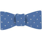 {[en]:White on Sky Blue Shantung Pin Dot Silk Bow Tie