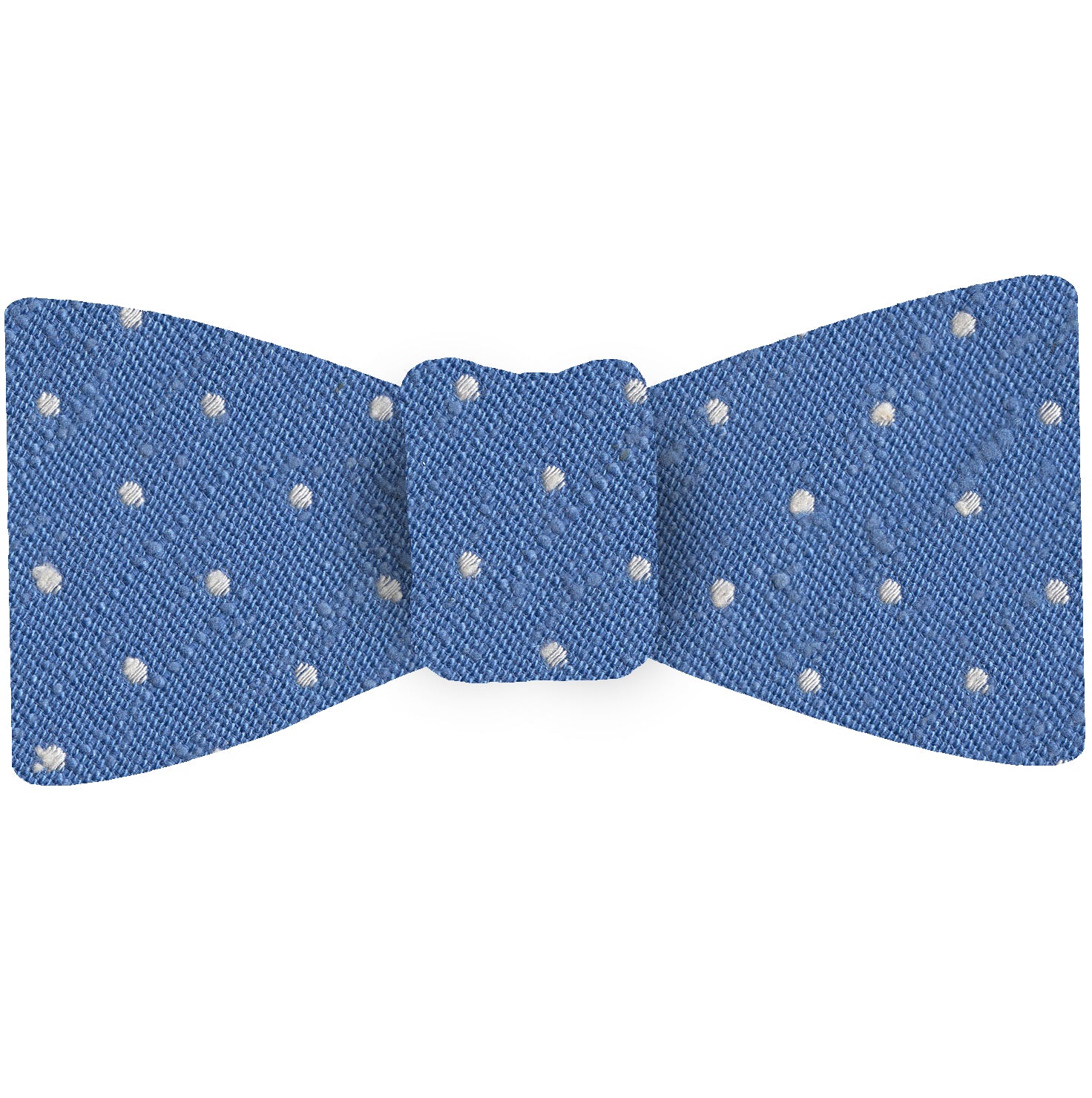 {[en]:White on Sky Blue Shantung Pin Dot Silk Bow Tie
