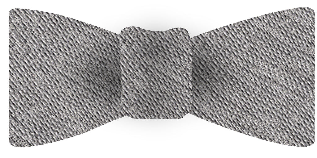 {[en]:Silver Gray Shantung Solid Silk Bow Tie