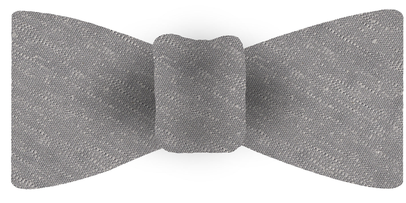 {[en]:Silver Gray Shantung Solid Silk Bow Tie