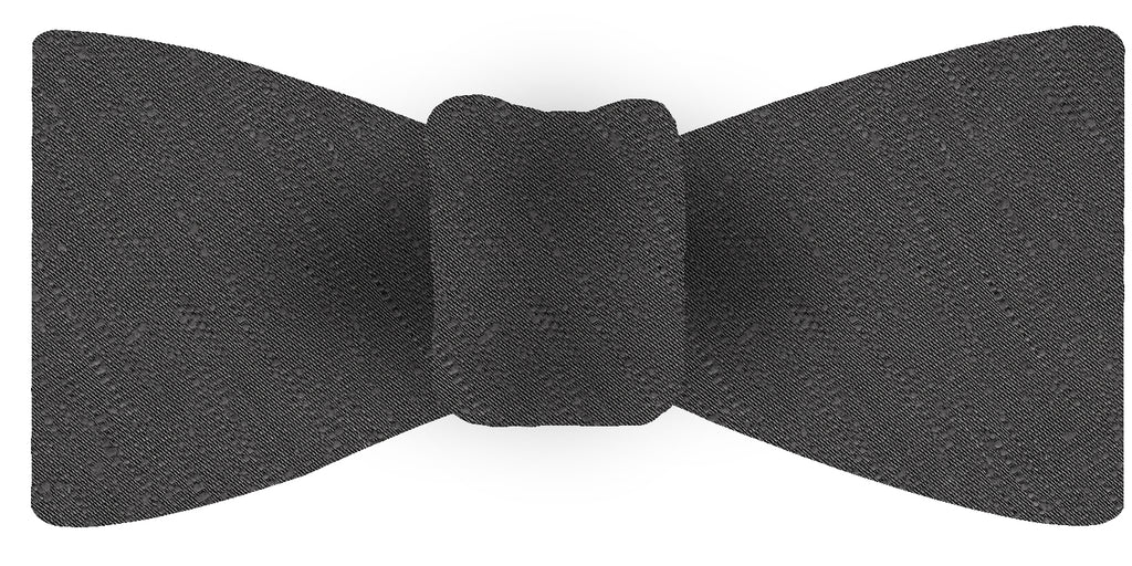 {[en]:Charcoal Gray Shantung Solid Silk Bow Tie