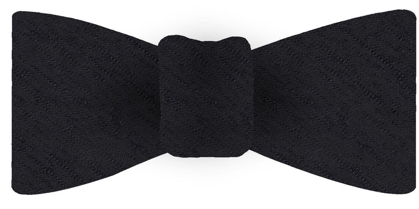{[en]:Black Shantung Solid Silk Bow Tie