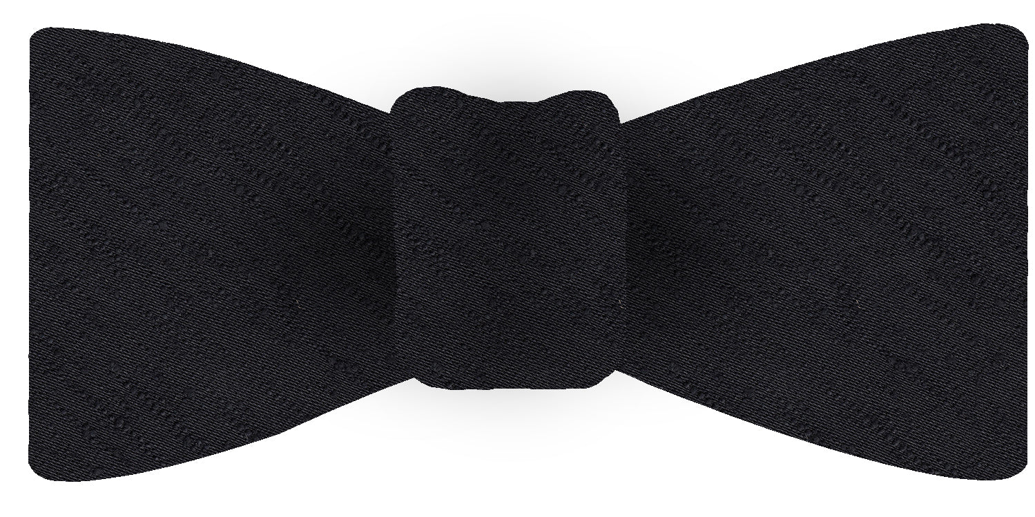 {[en]:Black Shantung Solid Silk Bow Tie