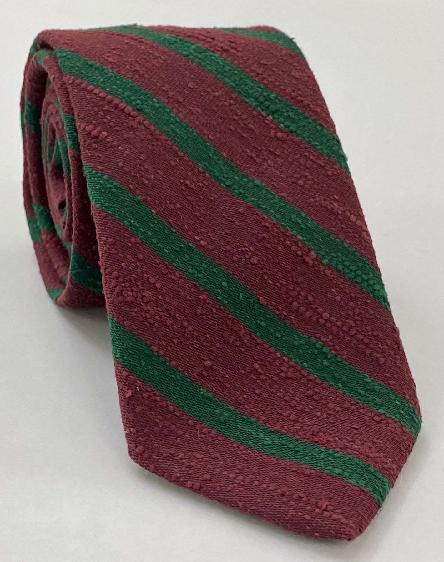 ワインシャンタンストライプシルクタイ SHSTT-3（フォレストグリーン）