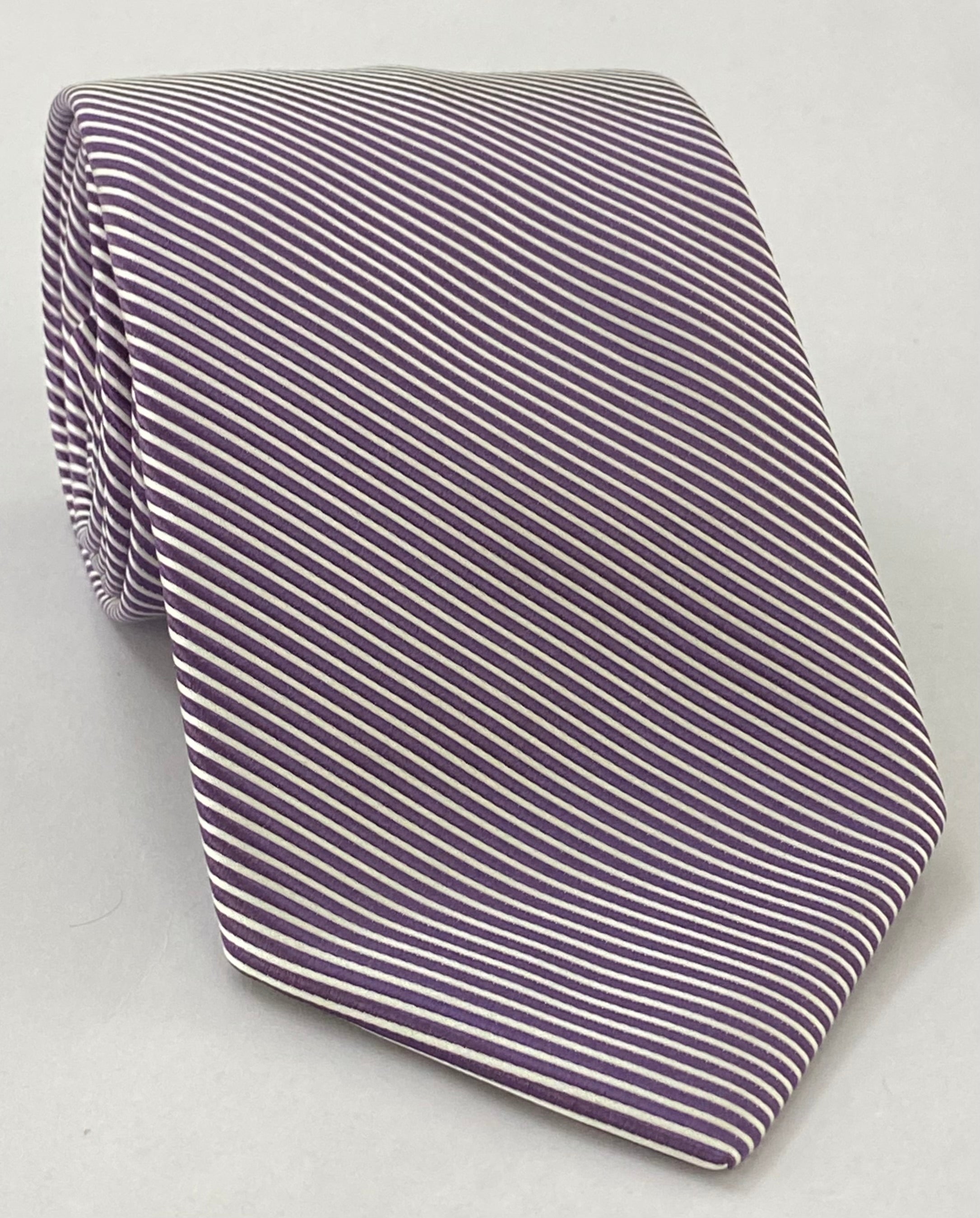Lavender & White Striped Silk Tie SST-24