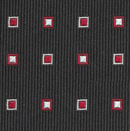 {[en]:Red & White on Black English Geometric Silk Tie