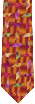 {[en]:Green / Yellow / Pink & Violet on RustEnglish Geometric Silk Tie