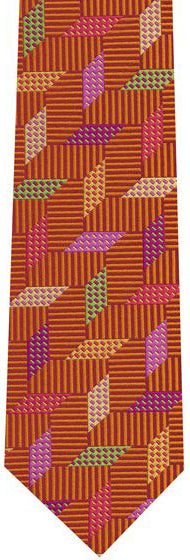 {[en]:Green / Yellow / Pink & Violet on RustEnglish Geometric Silk Tie