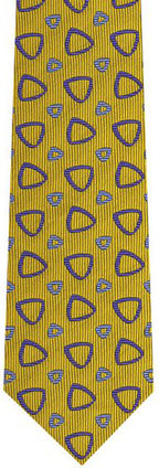 {[en]:Medium Blue & Light Blue on Yellow English Geometric Silk Tie