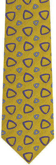 {[en]:Medium Blue & Light Blue on Yellow English Geometric Silk Tie