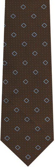{[en]:Powder Blue on Brown English Geometric Silk Tie